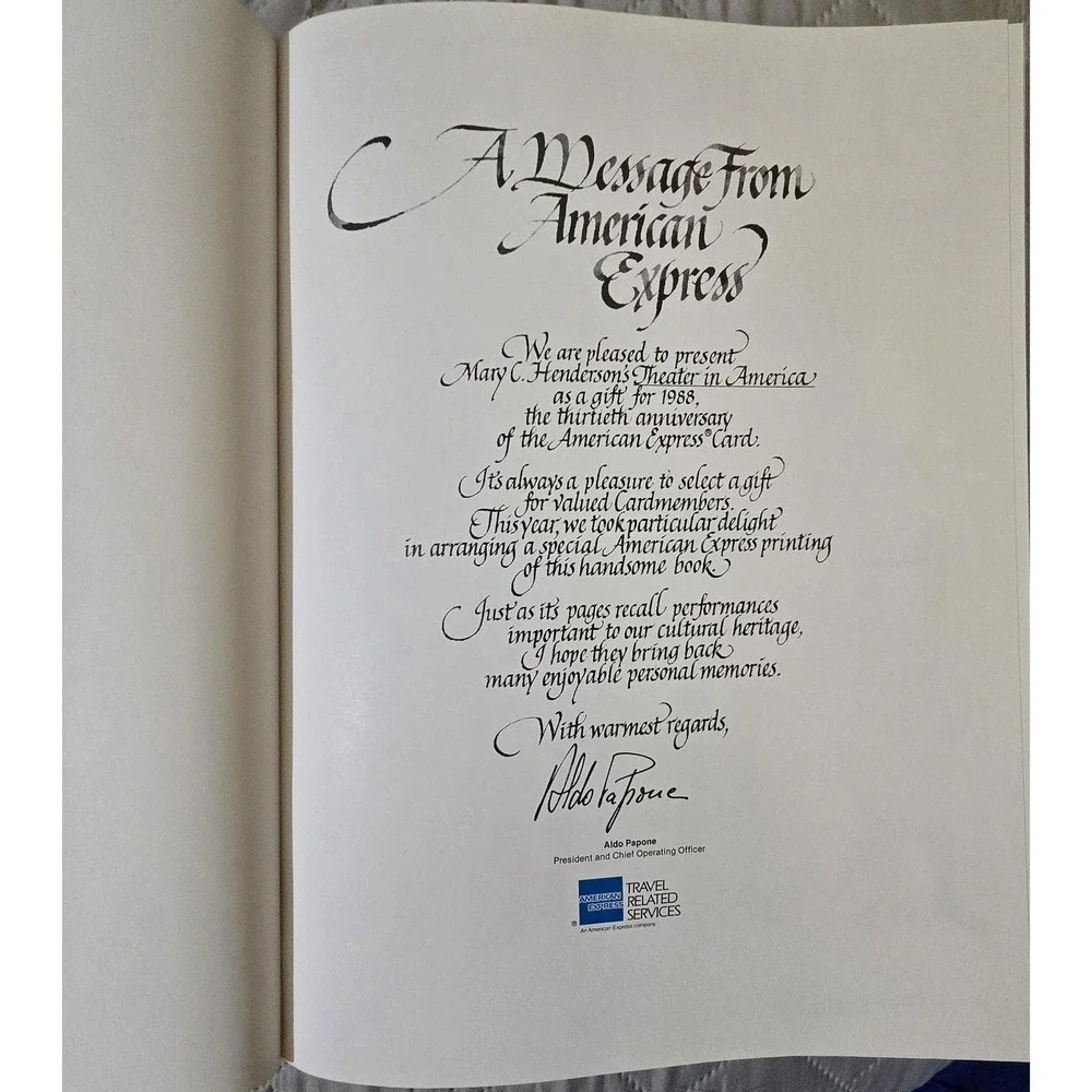 Vintage Theater in America Book Mary C Henderson 1988 American Express Edition